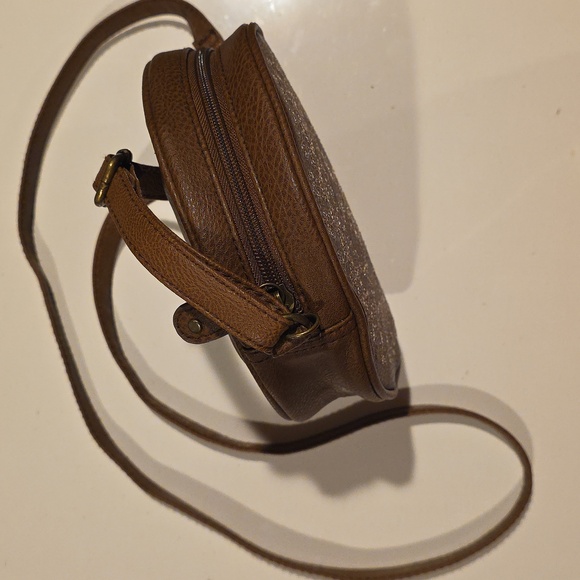 Brown Leather Mandala Crossbody Bag - Picture 3 of 7